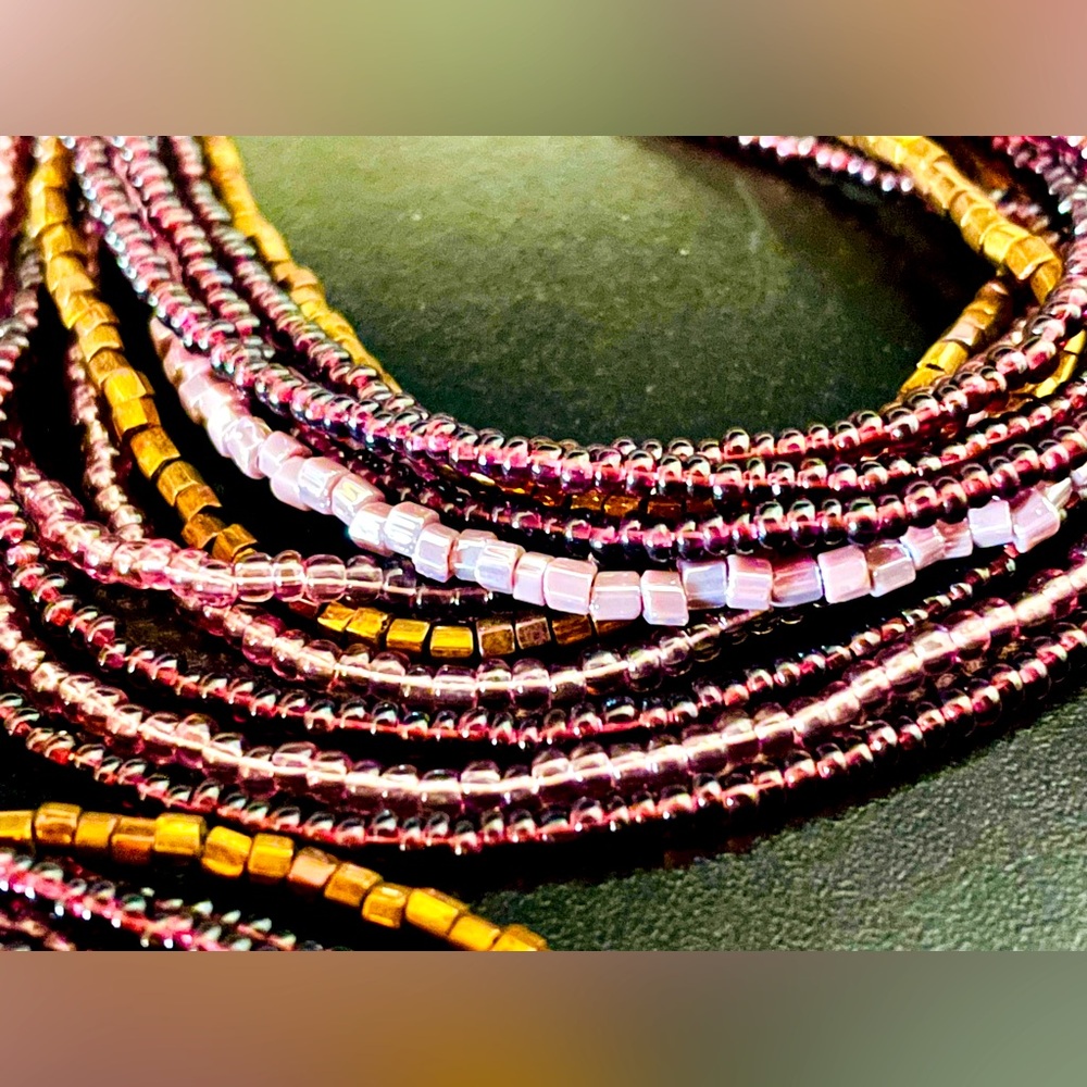 Czech Glass Purple and Bronze Beaded Necklace, NWT. - Picture 8 of 11